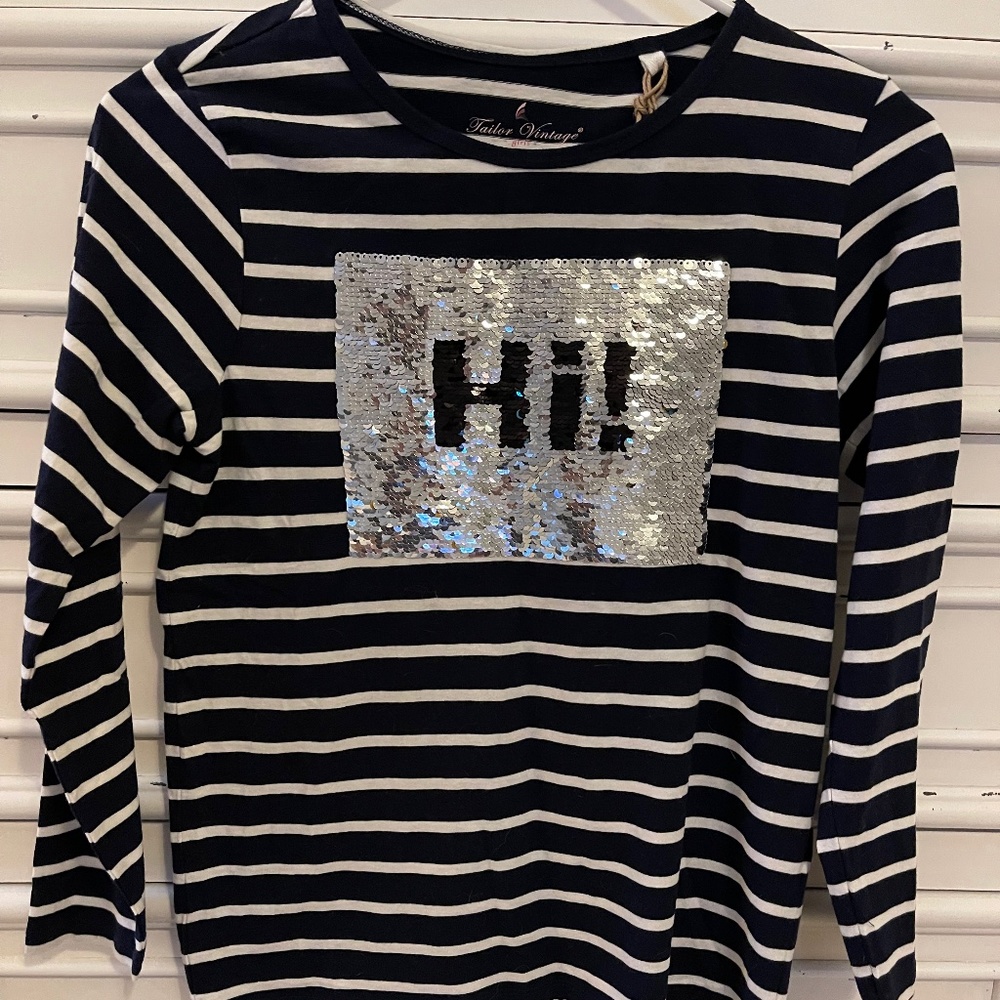 New Tailor Vintage Sequined Long Sleeve Shirt - Girls Size 12